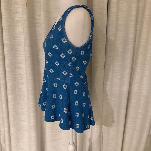 Anthropologie Top Postmark Blue Teal Peplum Sleeveless Bow Size‎ Small Festival - Picture 11 of 13